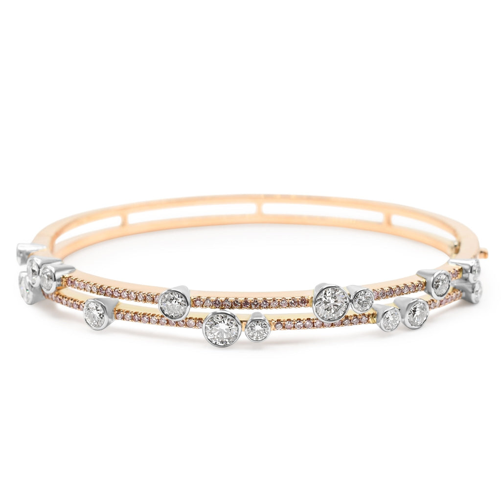 used Boodles Waterfall White & Pink Diamond Double Hinged Bangle