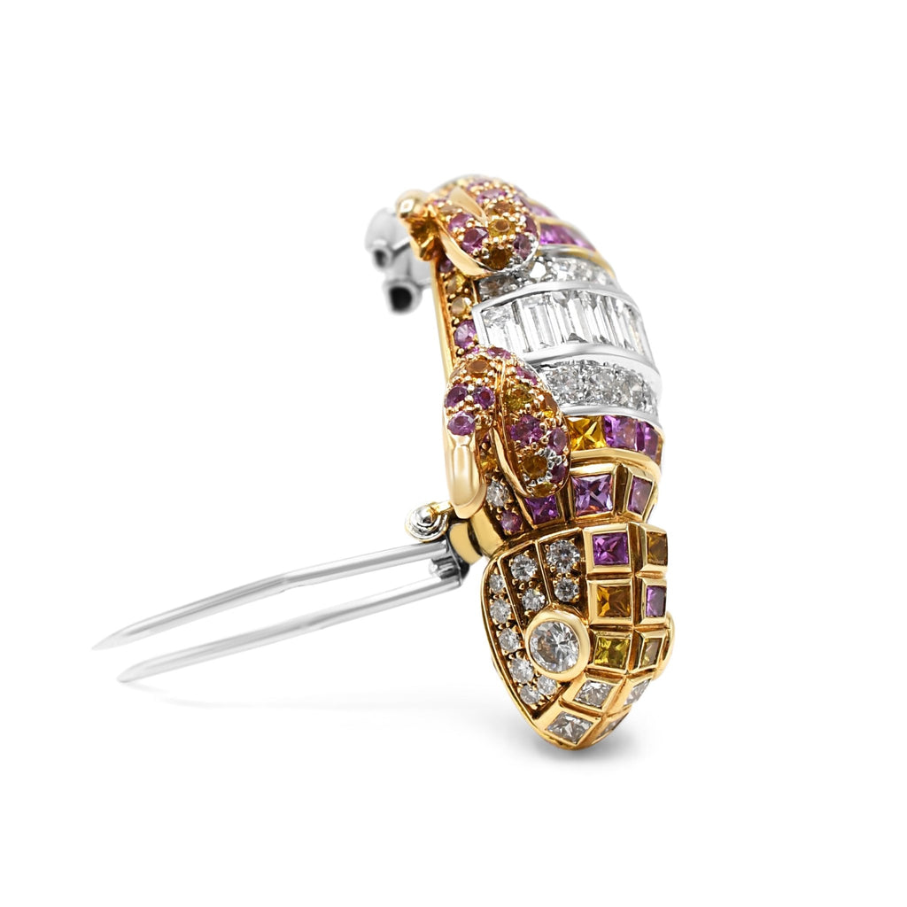 used Boucheron Diamond, Pink Sapphire & Yellow Sapphire Chameleon Brooch