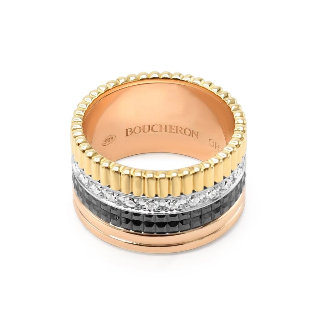 used Boucheron Large Mixed Gold & Diamond Quatre Classique Ring