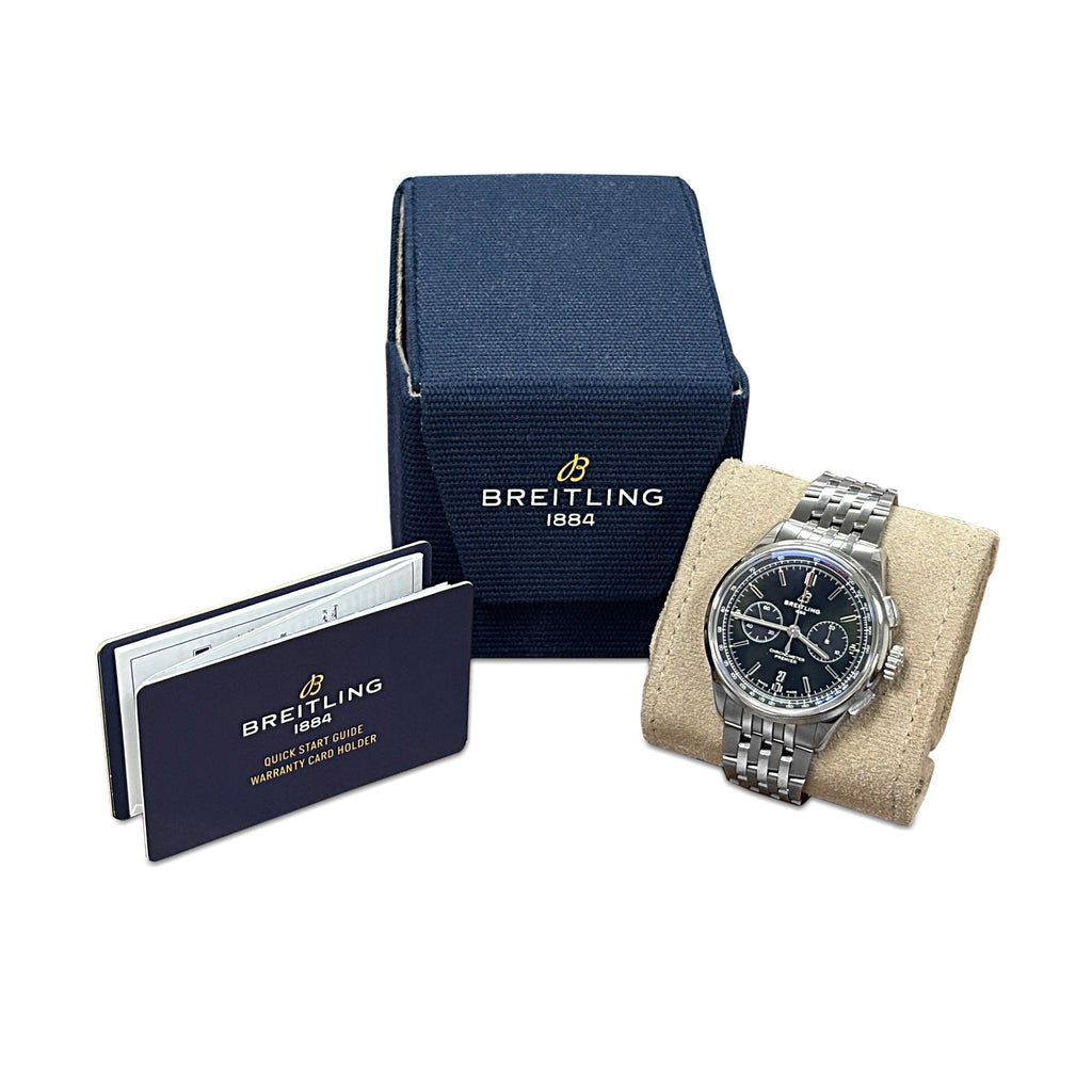 used Breitling Premier B01 Chronograph 42mm Watch Green Dial Ref AB0118