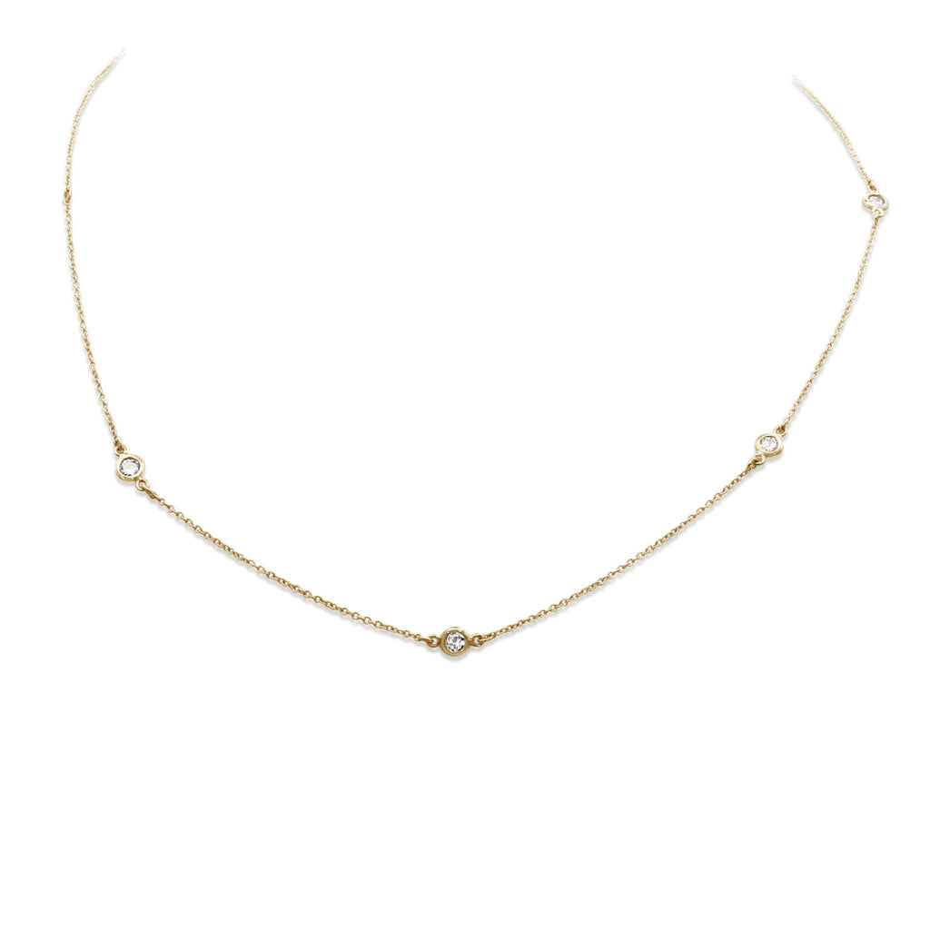 used Brilliant Cut Diamond 18" Necklace - 18ct Yellow Gold