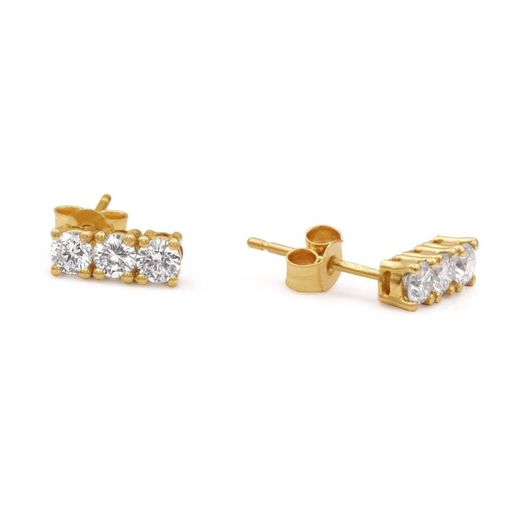 used Brilliant Cut Diamond Drop Stud Earrings 0.86cts - 18ct Yellow Gold