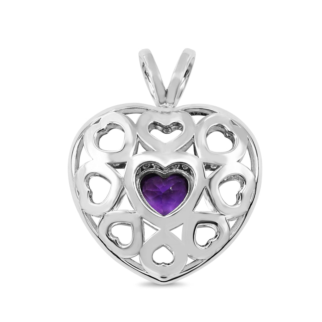 used Brilliant Cut Diamond & Heart Cut Amethyst Large Pendent