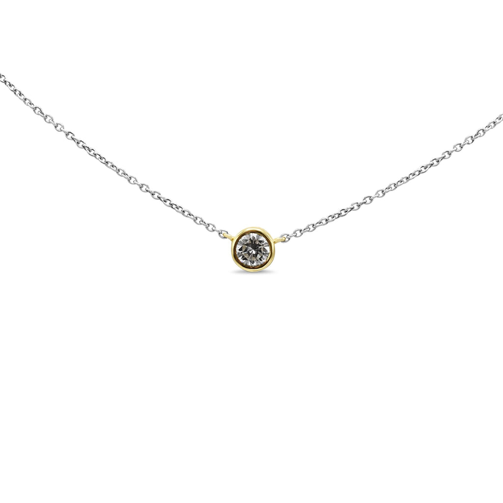 used Brilliant Cut Diamond Pendant Necklace - Platinum / 18ct Yellow Gold