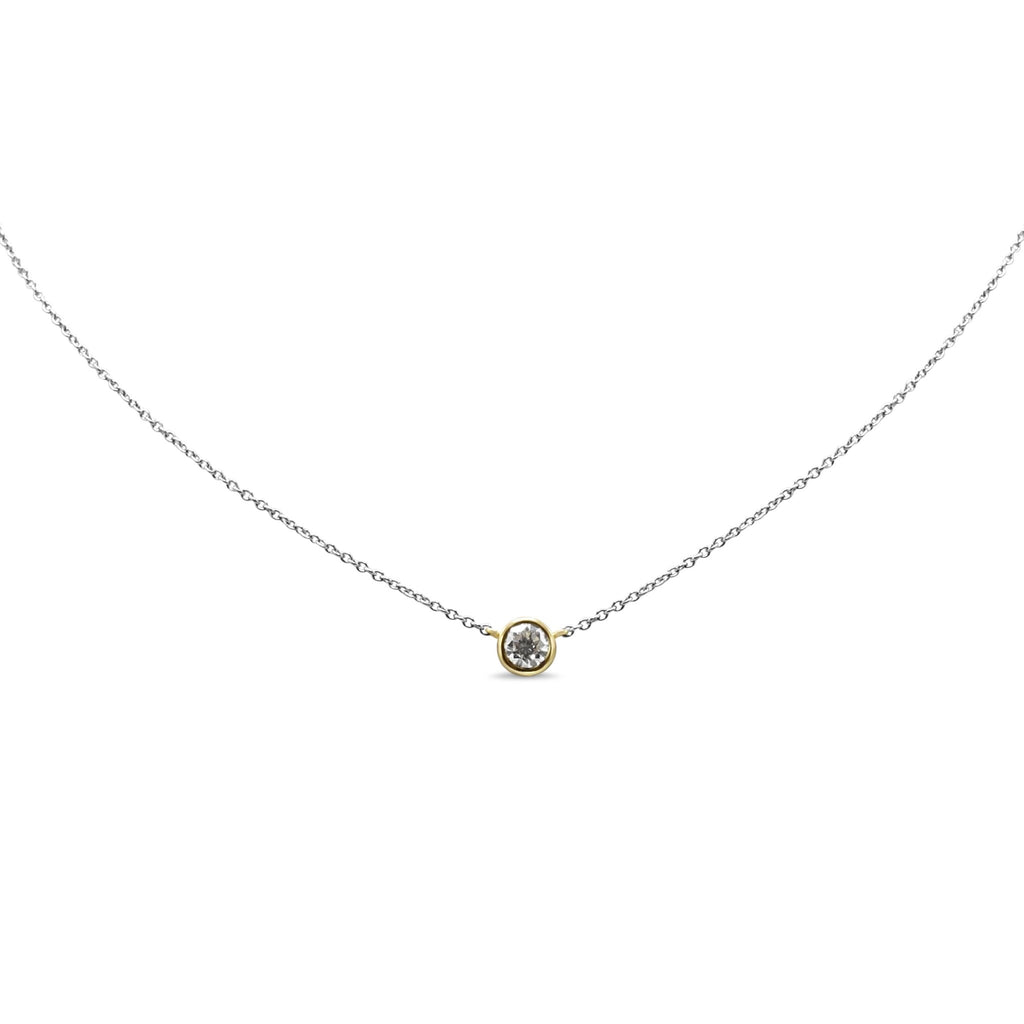 used Brilliant Cut Diamond Pendant Necklace - Platinum / 18ct Yellow Gold