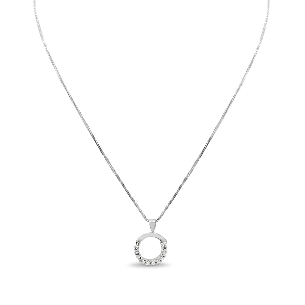 used Brilliant Cut Diamond Semi Circle Pendant Necklace