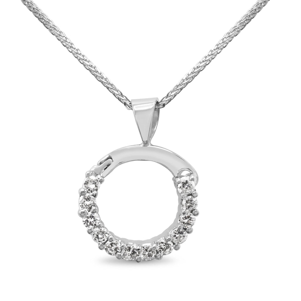 used Brilliant Cut Diamond Semi Circle Pendant Necklace