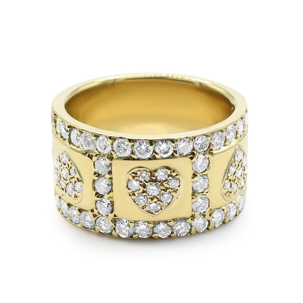 used Brilliant Cut Diamond Set Heart Design Wide Band Ring