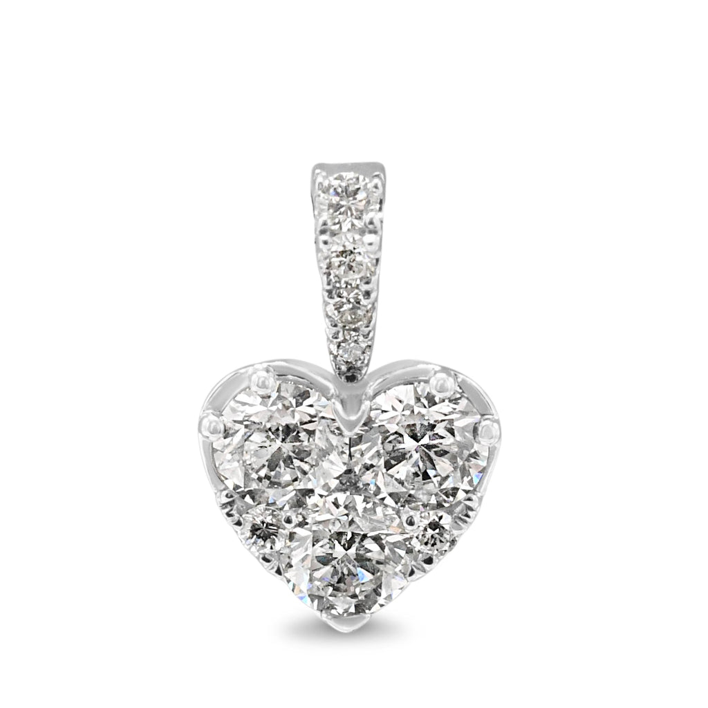 used Brilliant Cut Diamond Set Heart Pendant - 18ct White Gold