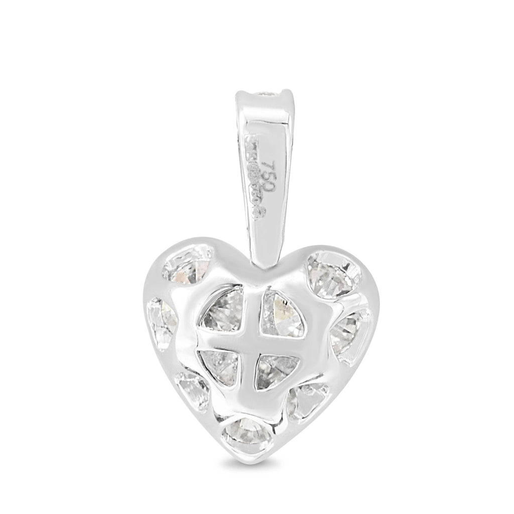 used Brilliant Cut Diamond Set Heart Pendant - 18ct White Gold