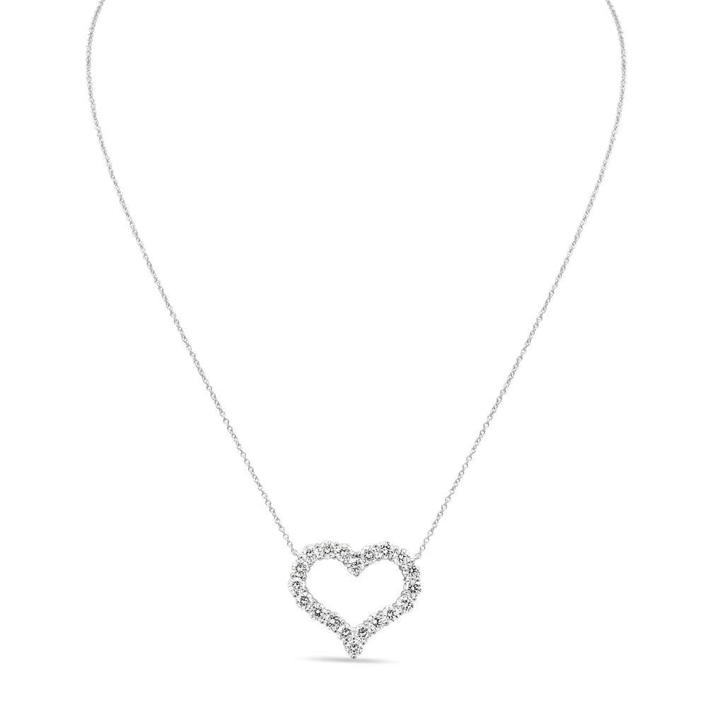 used Brilliant Cut Diamond Set Tiffany Heart Pendant Necklace - Platinum