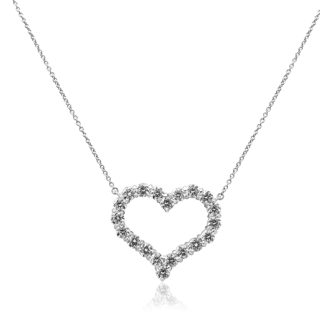 used Brilliant Cut Diamond Set Tiffany Hearts Pendant Necklace - Large