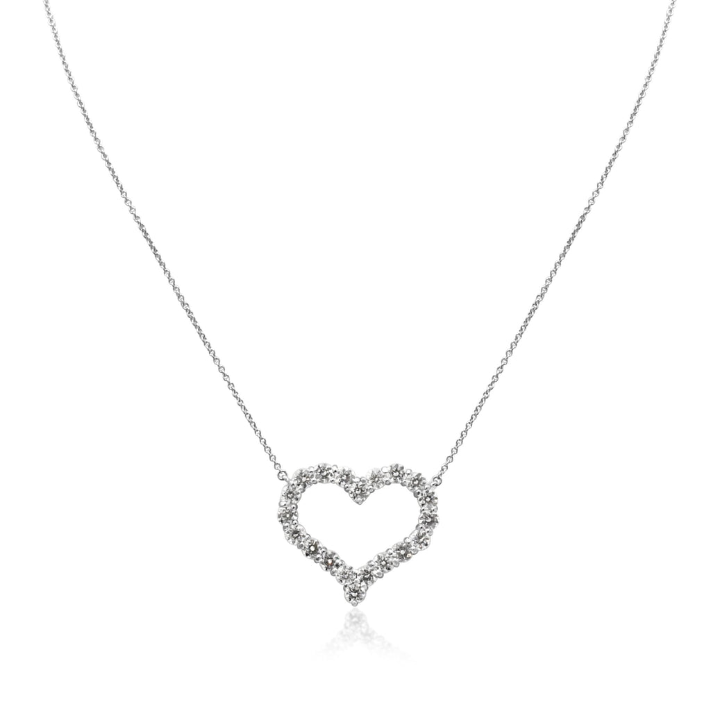 used Brilliant Cut Diamond Set Tiffany Hearts Pendant Necklace - Large