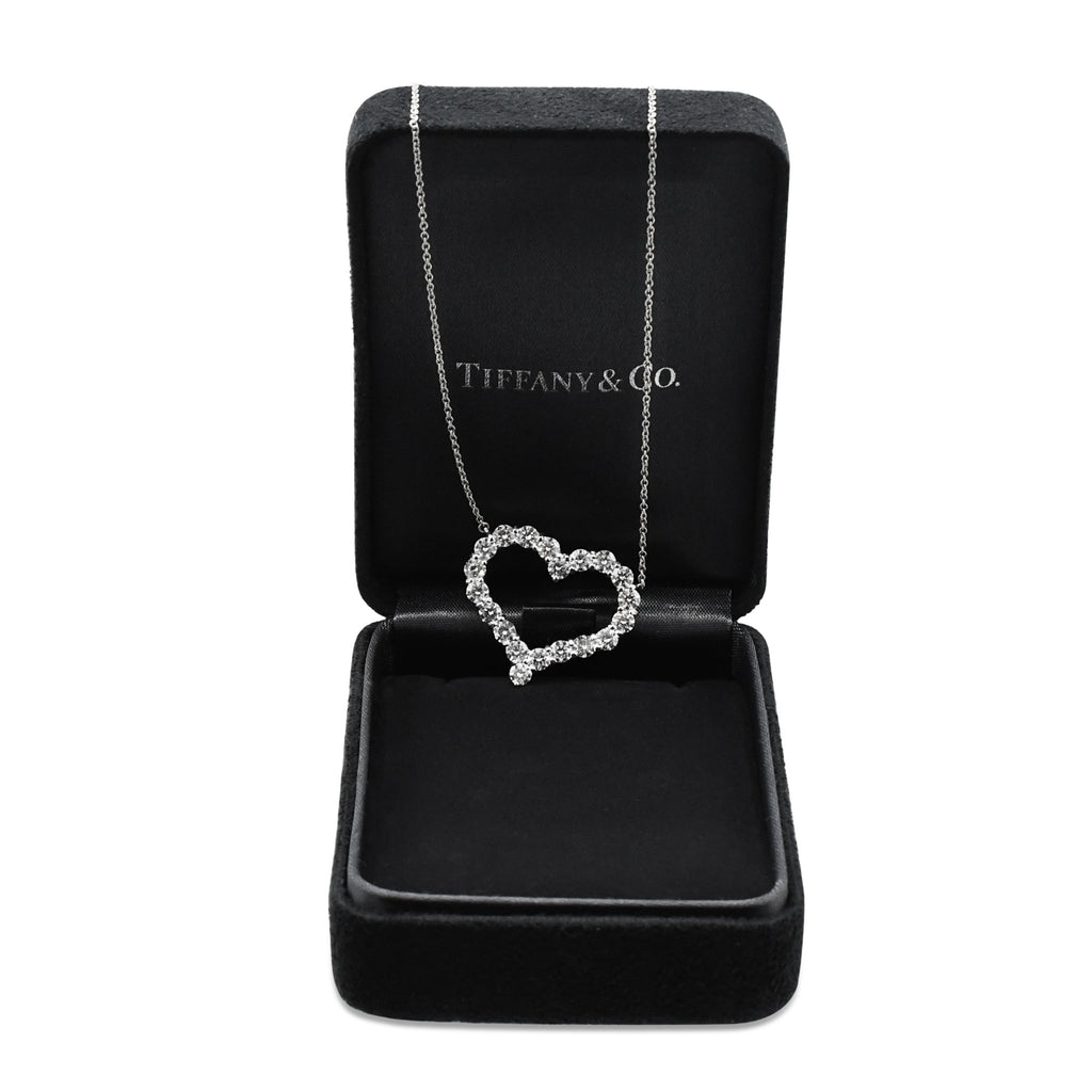 used Brilliant Cut Diamond Set Tiffany Hearts Pendant Necklace - Large