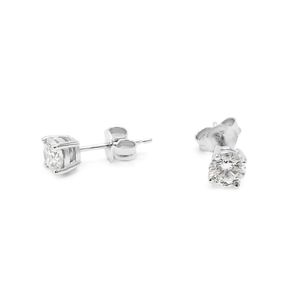 used Brilliant Cut Diamond Stud Earrings - 18ct White Gold