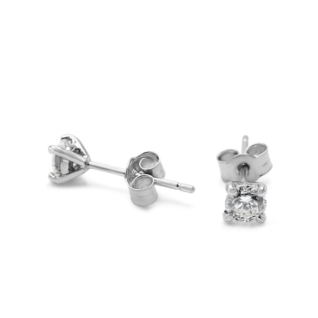 used Brilliant Cut Solitaire Diamond Stud Earrings - Platinum