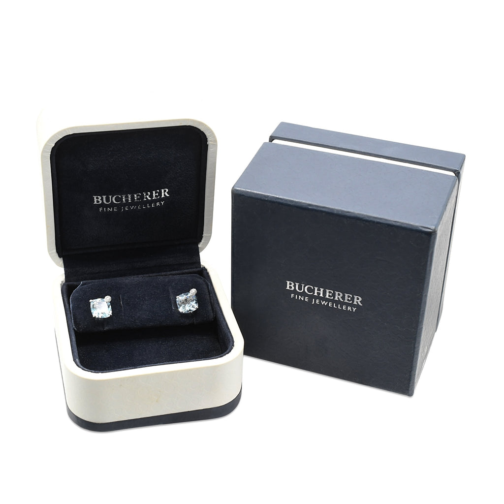 used Bucherer Peekaboo Diamond Aquamarine Earrings - 18ct White Gold