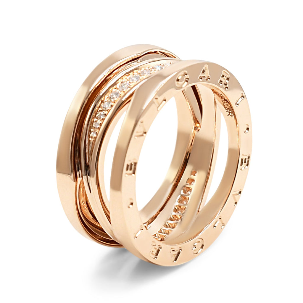 used Bvigari B Zero 1 Diamond Set Ring Size 56 - 18ct Rose Gold