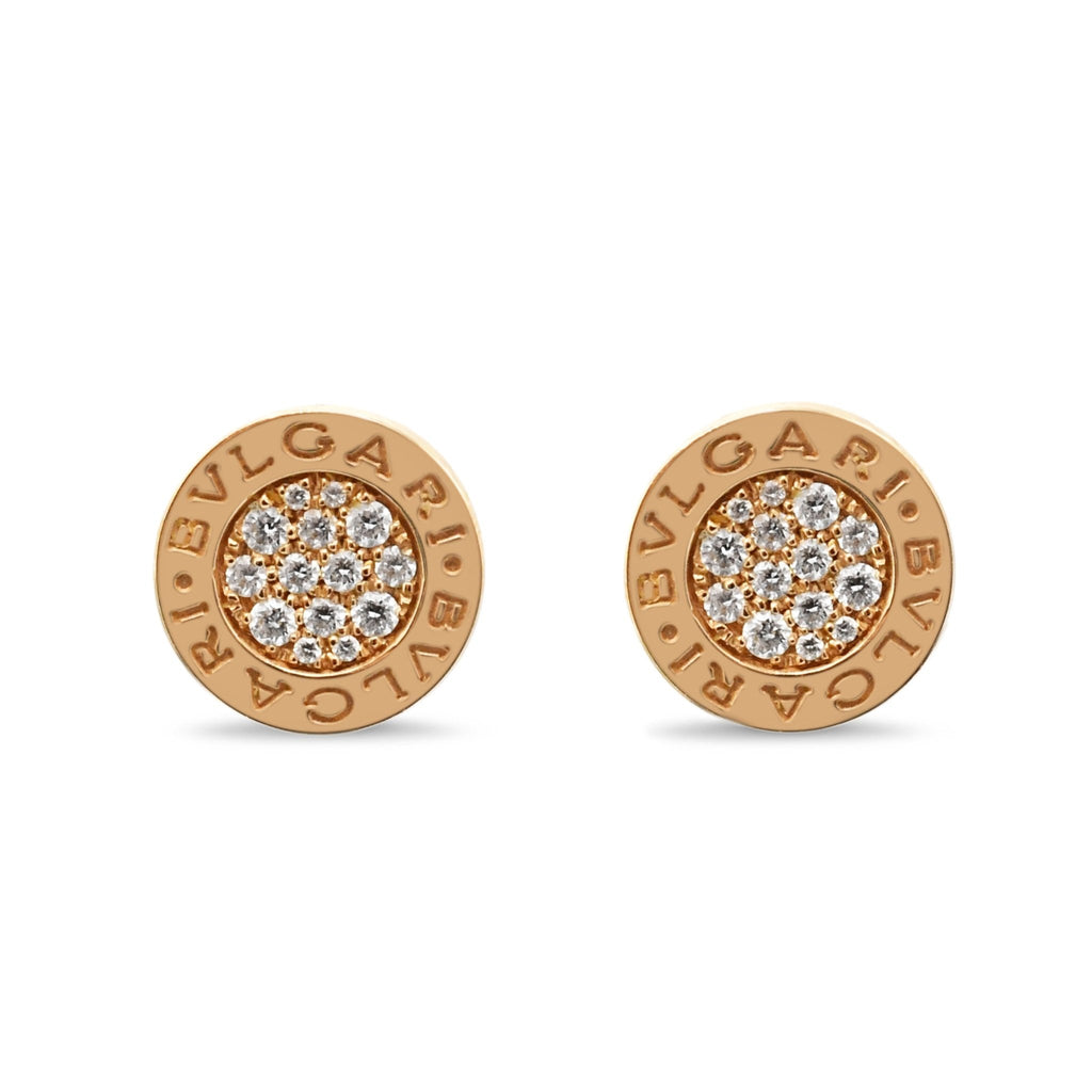 used Bvlgari Bvlgari Classic Pave Diamond Earrings - 18ct Rose Gold