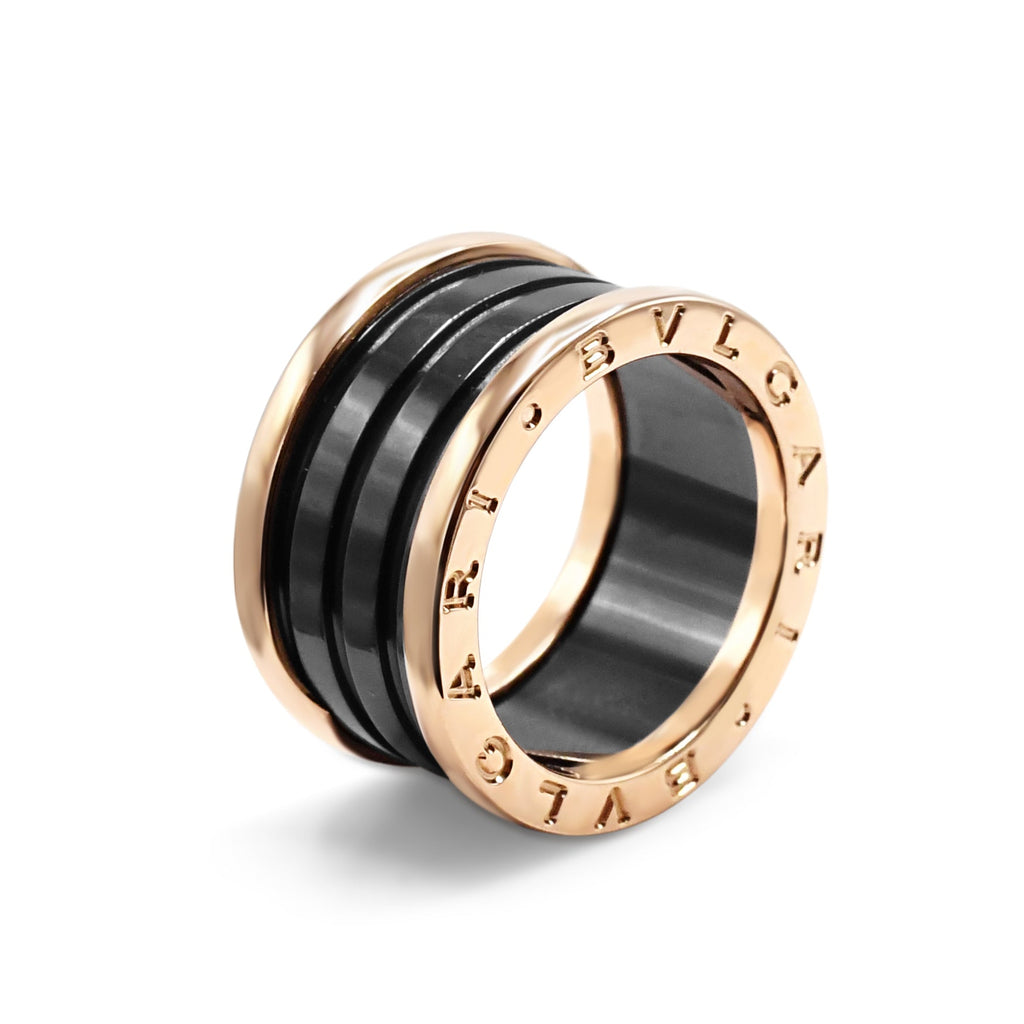 used Bvlgari B.Zero1 4 Band Ring Size 54 - 18ct Rose Gold & Black Ceramic