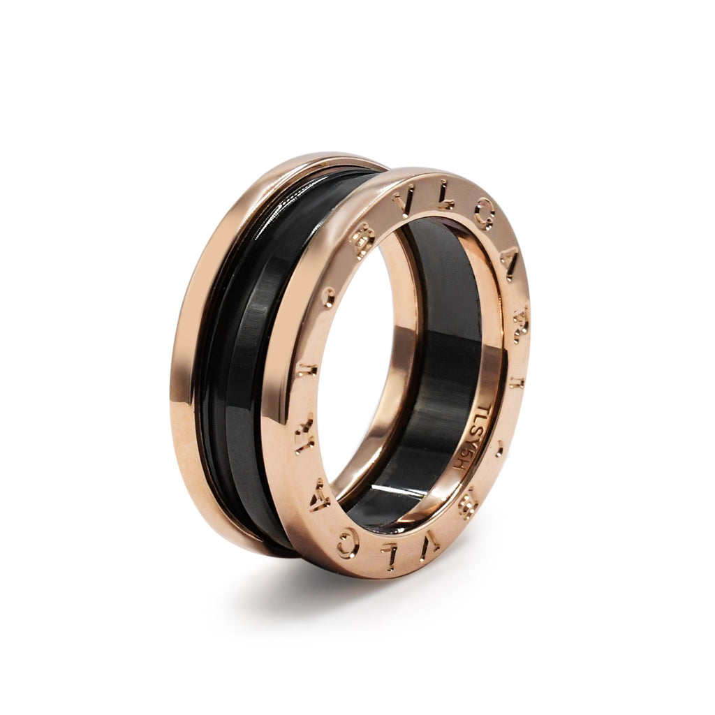 used Bvlgari B.Zero1 Two Band Ring - 18ct Rose Gold & Black Ceramic