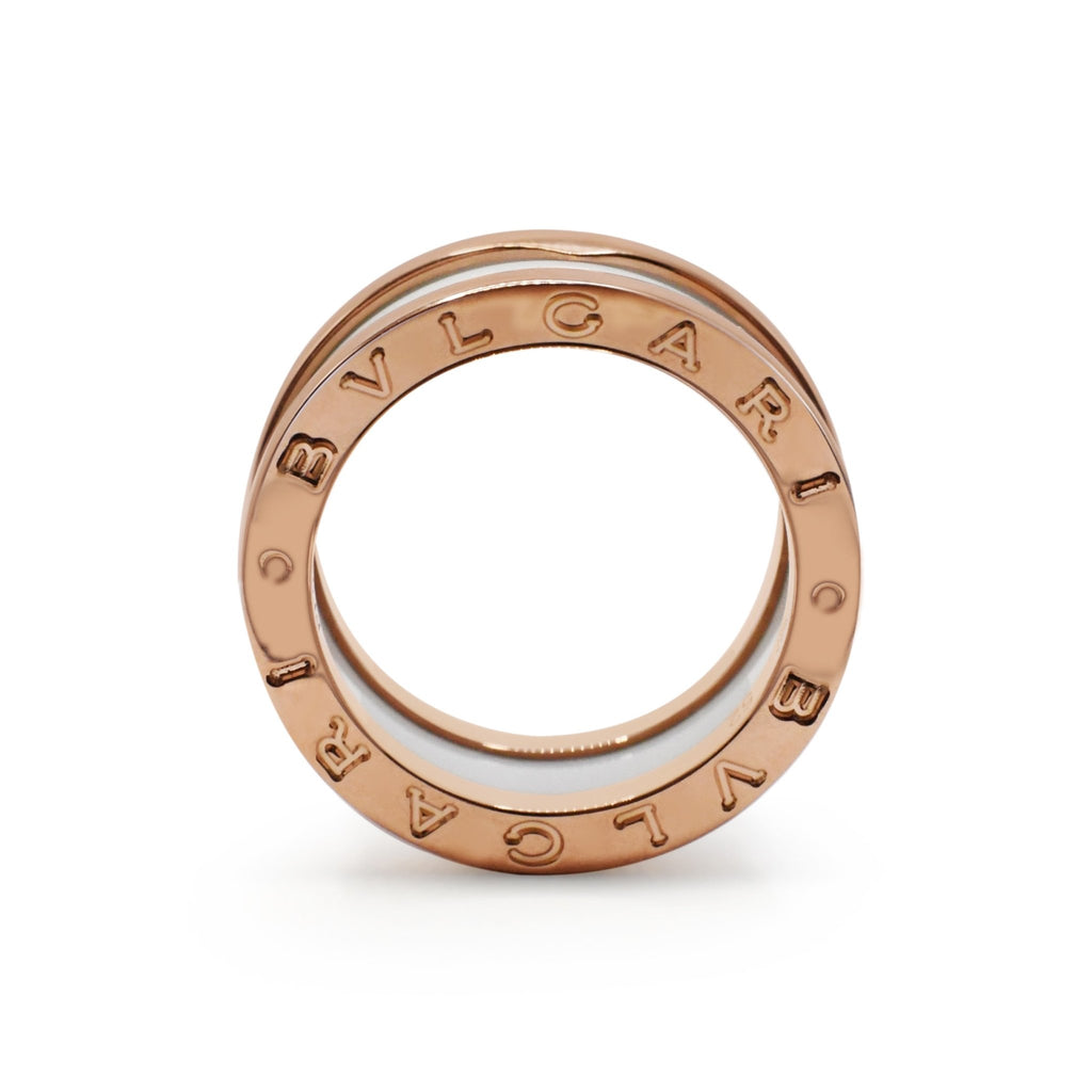 used Bvlgari B.Zero1 Two Band Ring - 18ct Rose Gold & White Ceramic