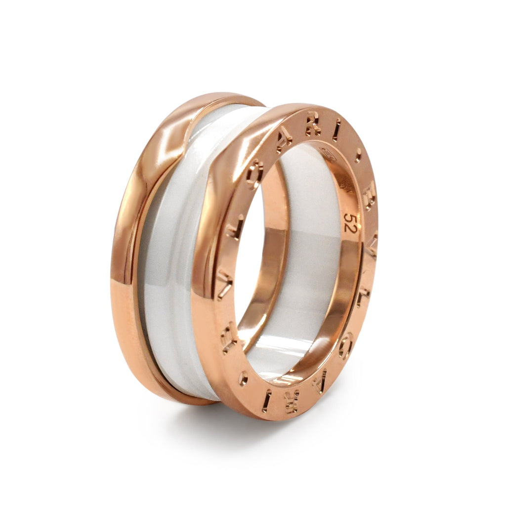 used Bvlgari B.Zero1 Two Band Ring - 18ct Rose Gold & White Ceramic