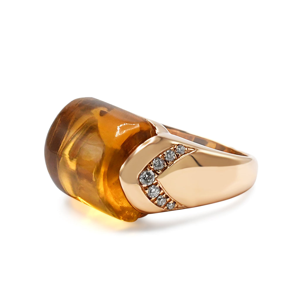 used Bvlgari Citrine & Diamond Tronchetto Ring - 18ct Yellow Gold