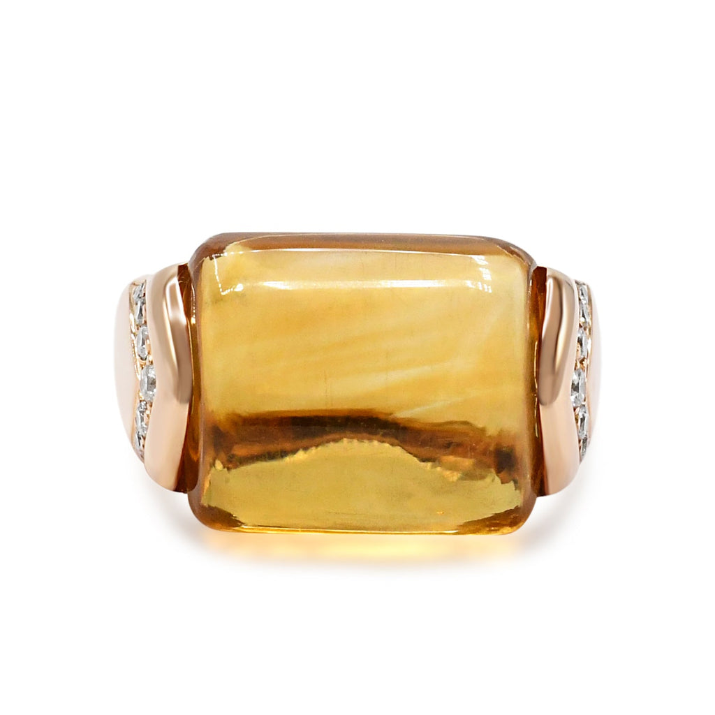 used Bvlgari Citrine & Diamond Tronchetto Ring - 18ct Yellow Gold