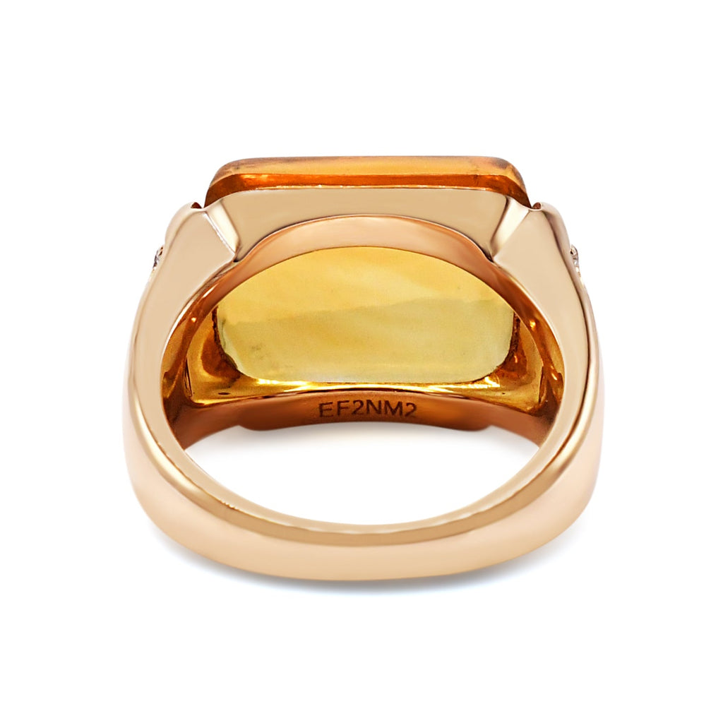 used Bvlgari Citrine & Diamond Tronchetto Ring - 18ct Yellow Gold