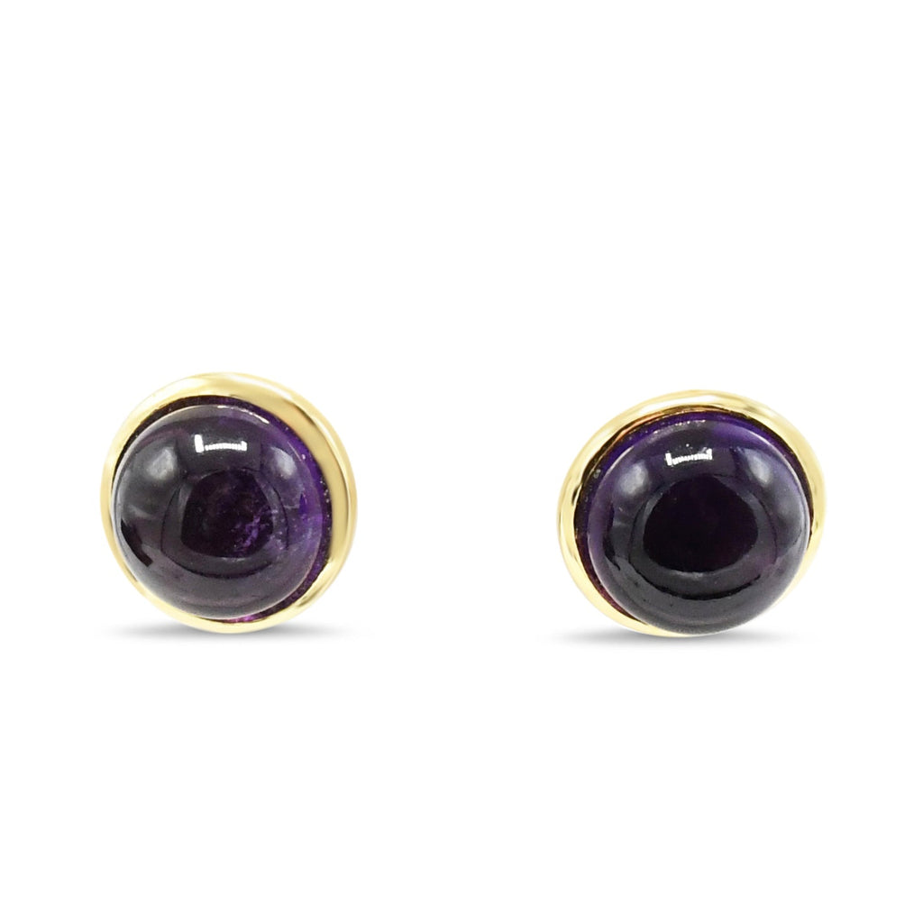 used Cabachon Amethyst Halo Earrings - 18ct Yellow Gold