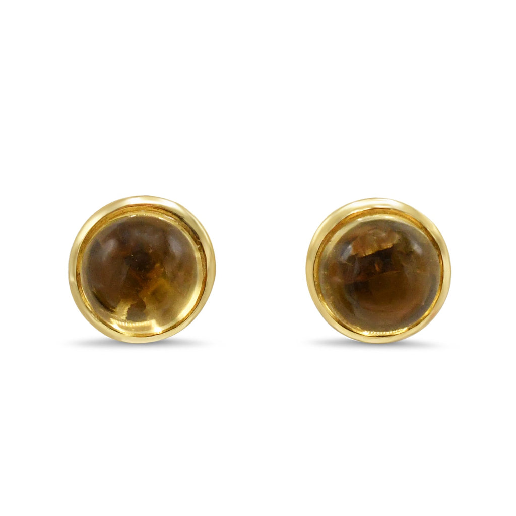 used Cabachon Citrine Halo Earrings - 18ct Yellow Gold