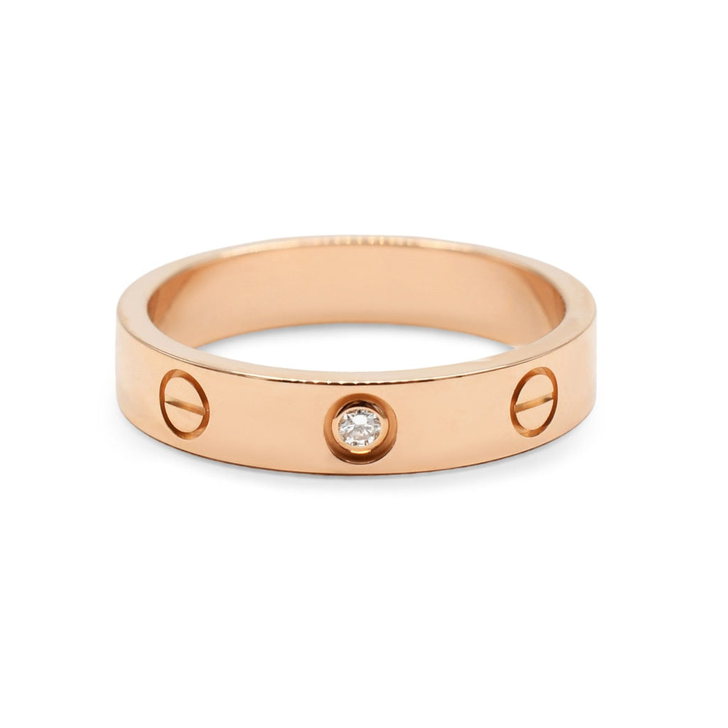 used Cartier 3.6mm Love Ring, 1 Diamond Size 54 - 18ct Rose Gold