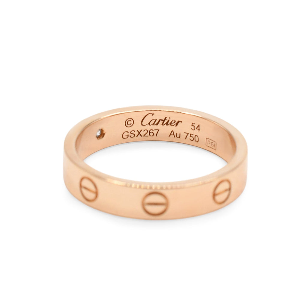 used Cartier 3.6mm Love Ring, 1 Diamond Size 54 - 18ct Rose Gold