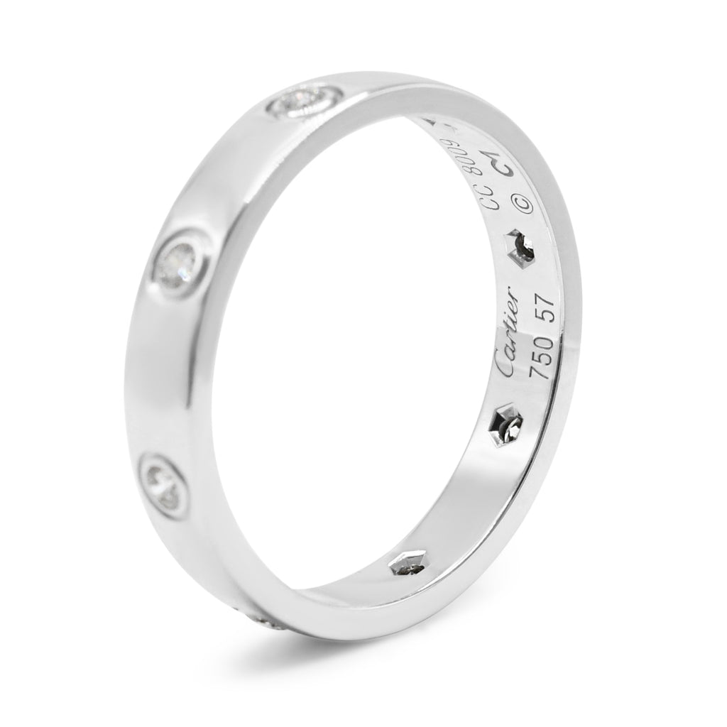 used Cartier 3.6mm Love Ring, 8 Diamonds Size 57 - 18ct White Gold