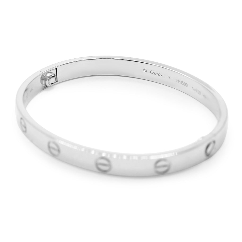 used Cartier Classic Model Love Bangle, Size 17 - 18ct White Gold