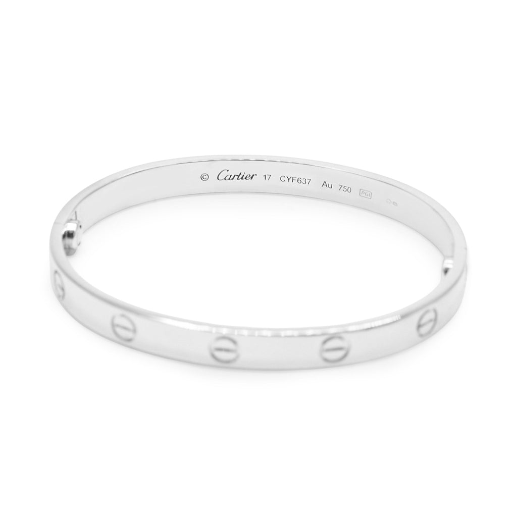 used Cartier Classic Model Love Bangle, Size 17 - 18ct White Gold