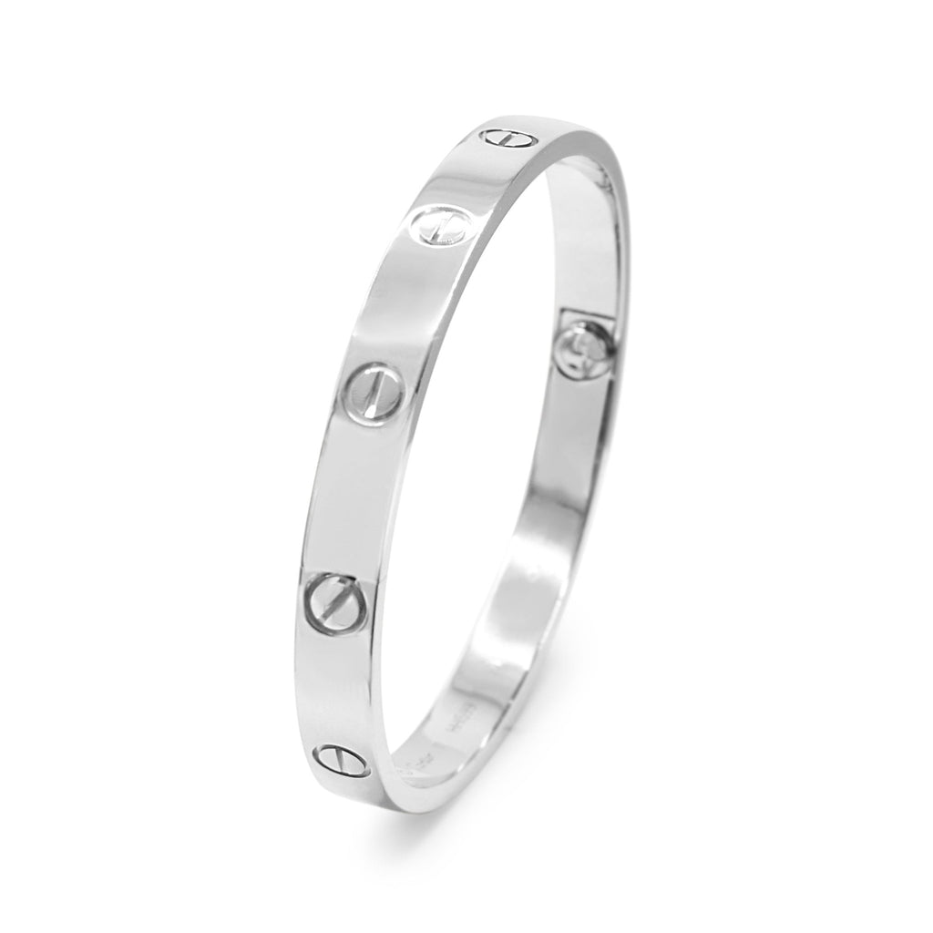 used Cartier Classic Model Love Bangle, Size 17 - 18ct White Gold