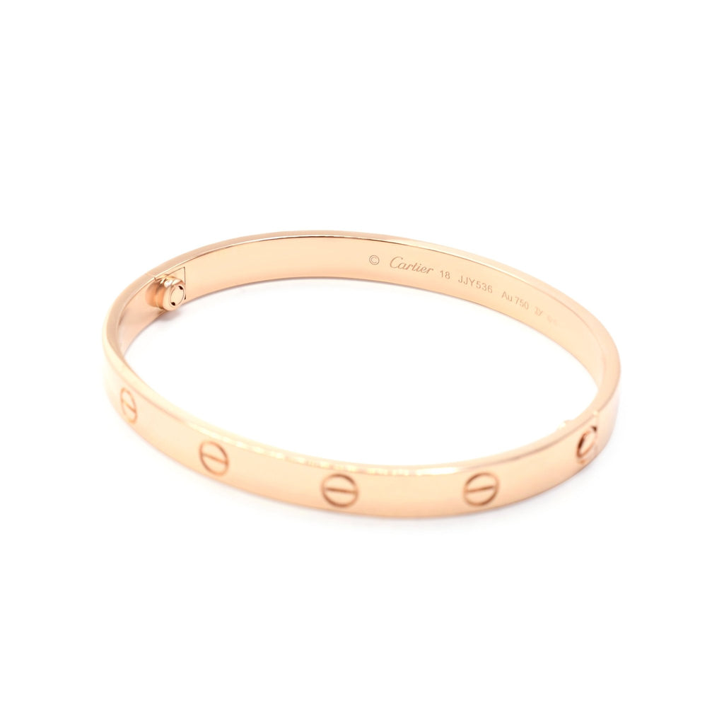 used Cartier Classic Model Love Bangle, Size 18 - 18ct Rose Gold