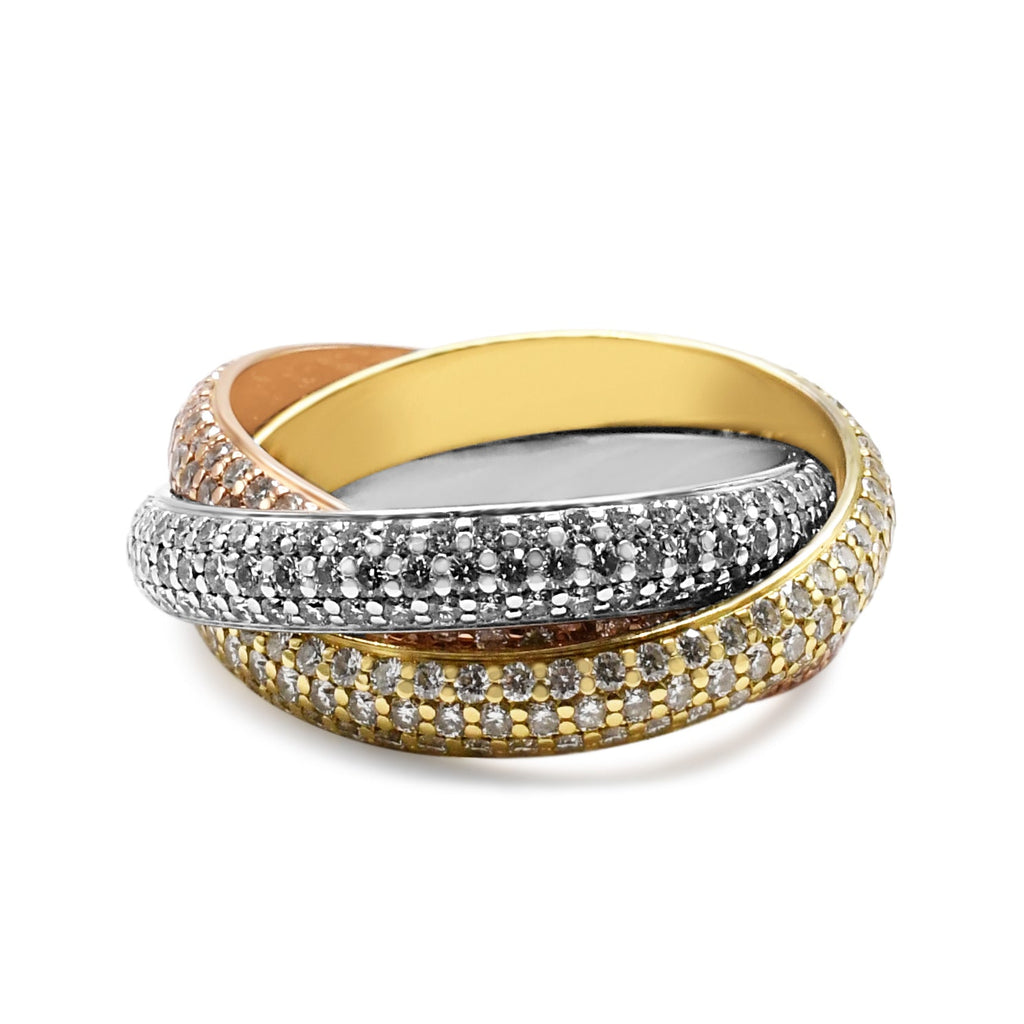 used Cartier Diamond Trinity Ring - 18ct Three Colour Gold Size 53