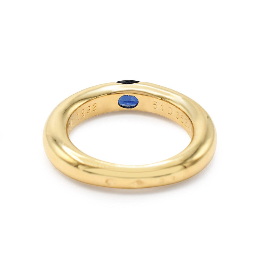 used Cartier Heavy Gauge Sapphire Ellispe Size 51 Ring - 18ct Yellow Gold