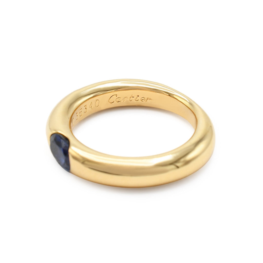 used Cartier Heavy Gauge Sapphire Ellispe Size 51 Ring - 18ct Yellow Gold