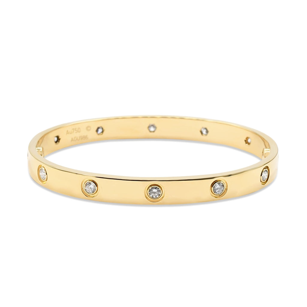 used Cartier Love Bangle 10 Diamonds Size 17 - 18ct Yellow Gold