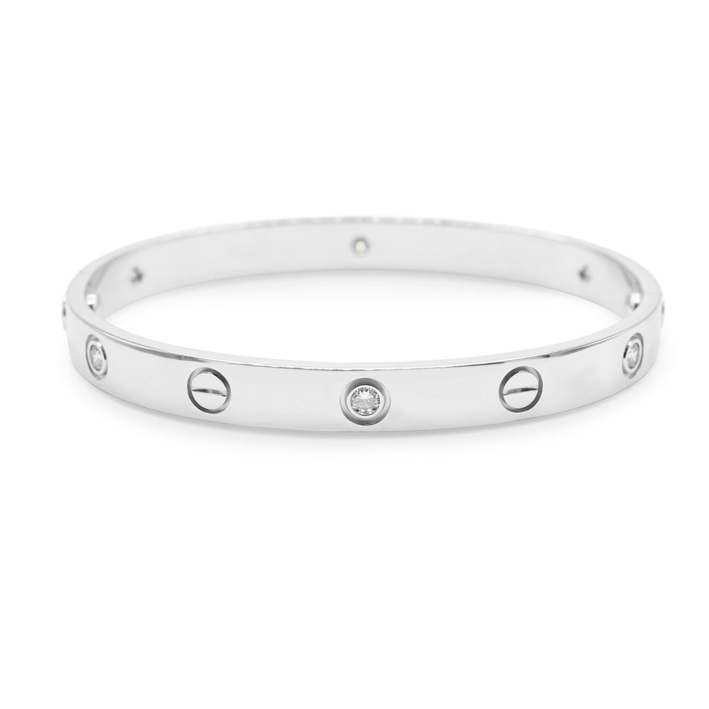 used Cartier Love Bangle, 6 Diamonds Size 17 - 18ct White Gold