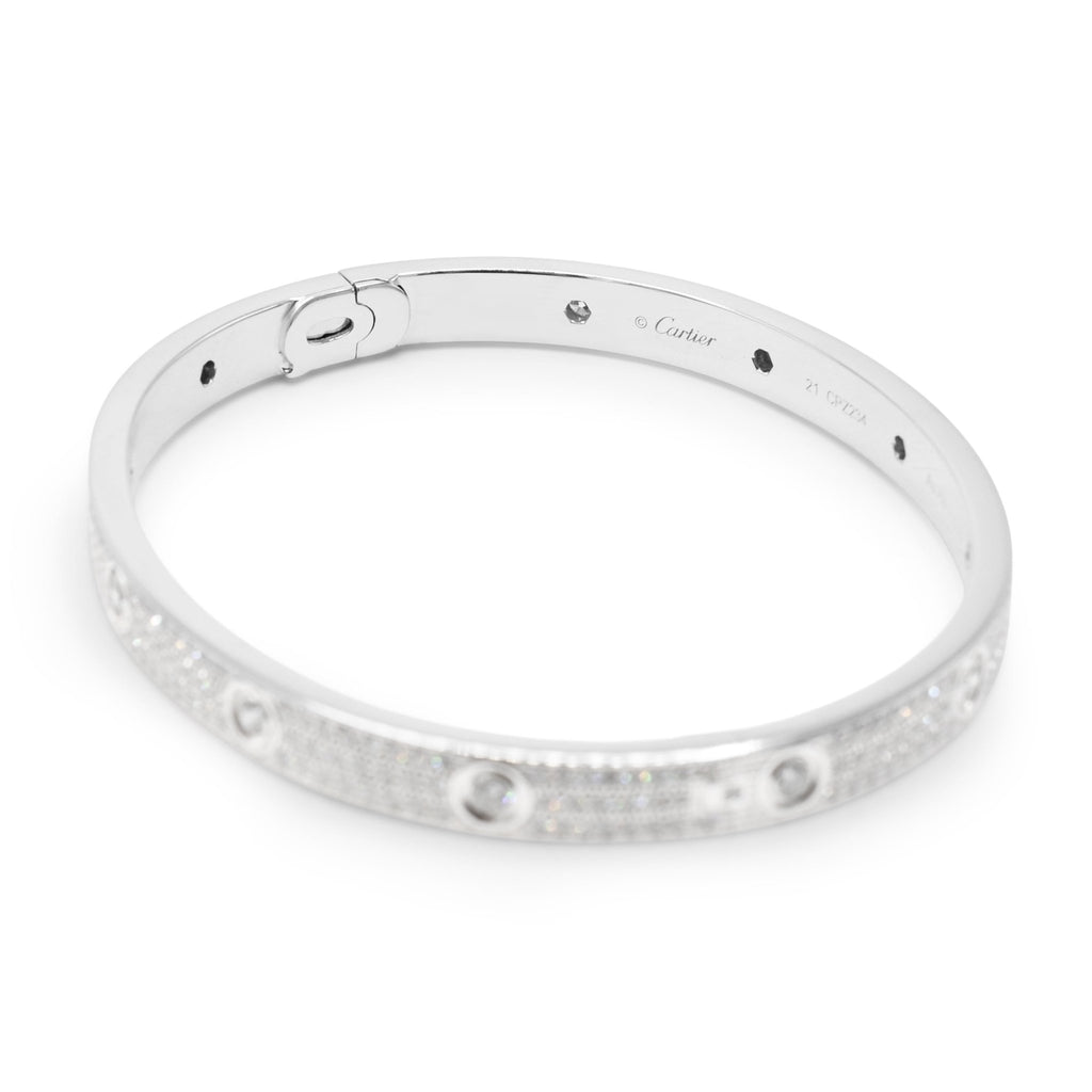 used Cartier LOVE Bangle, Classic Model, Paved Size 21 - 18ct White Gold