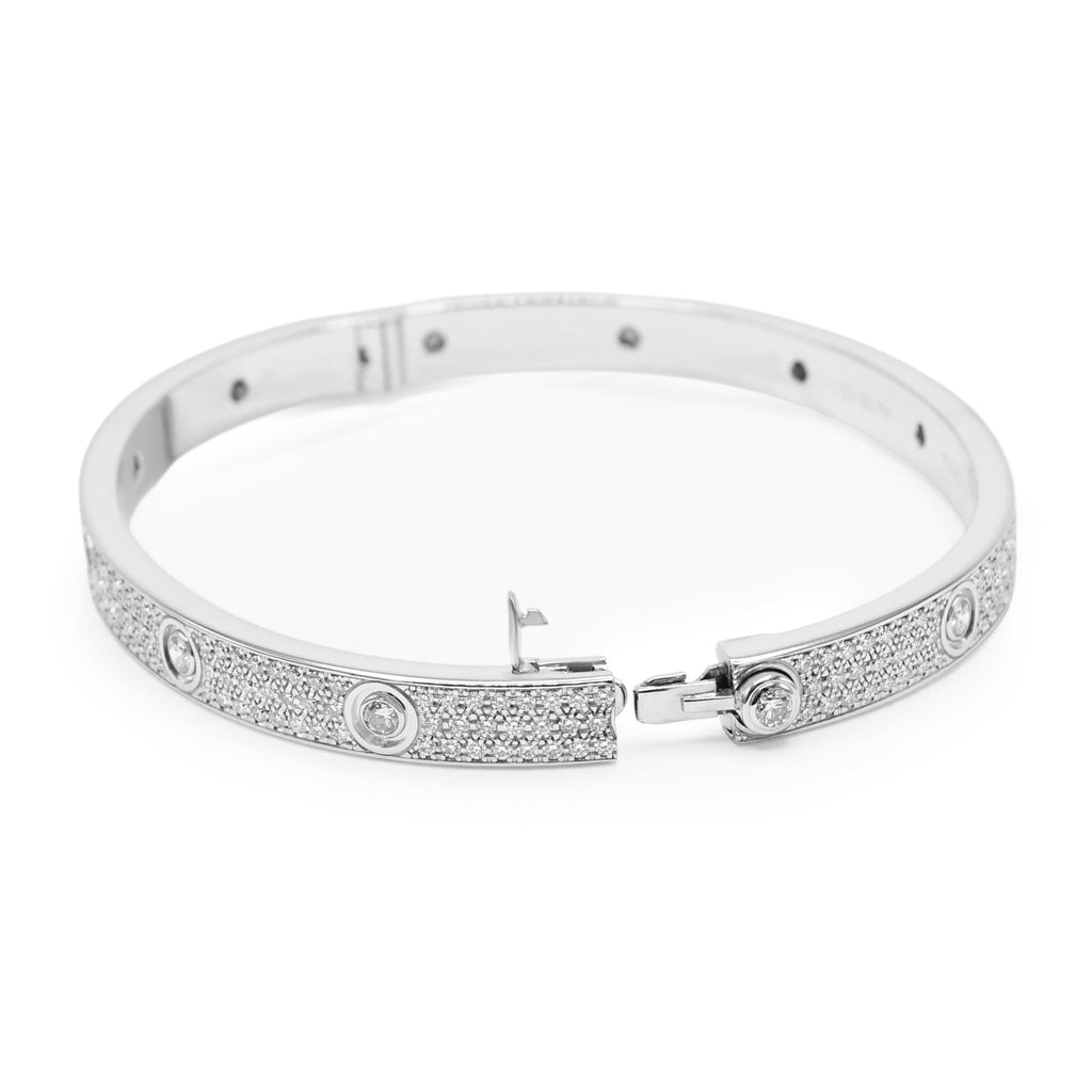 used Cartier LOVE Bangle, Classic Model, Paved Size 21 - 18ct White Gold
