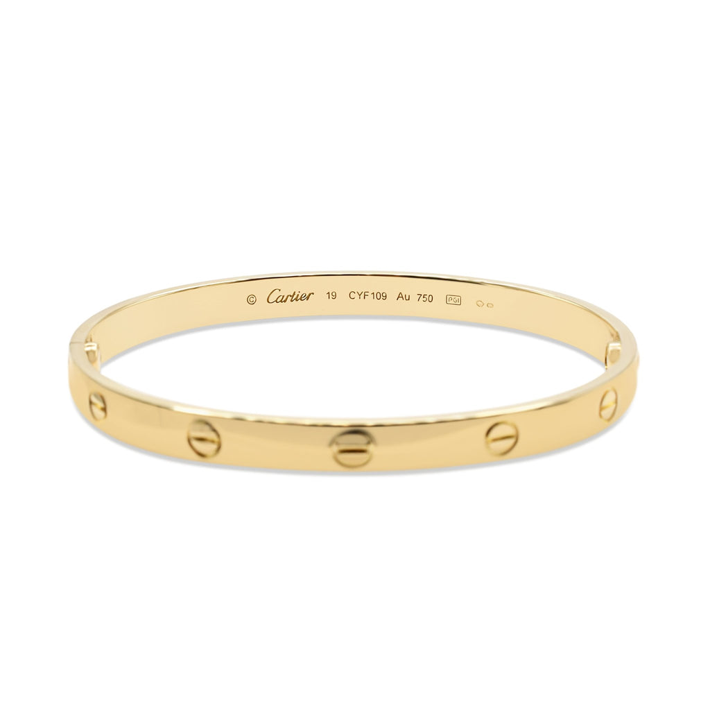 used Cartier Love Bangle Size 19 - 18ct Yellow Gold