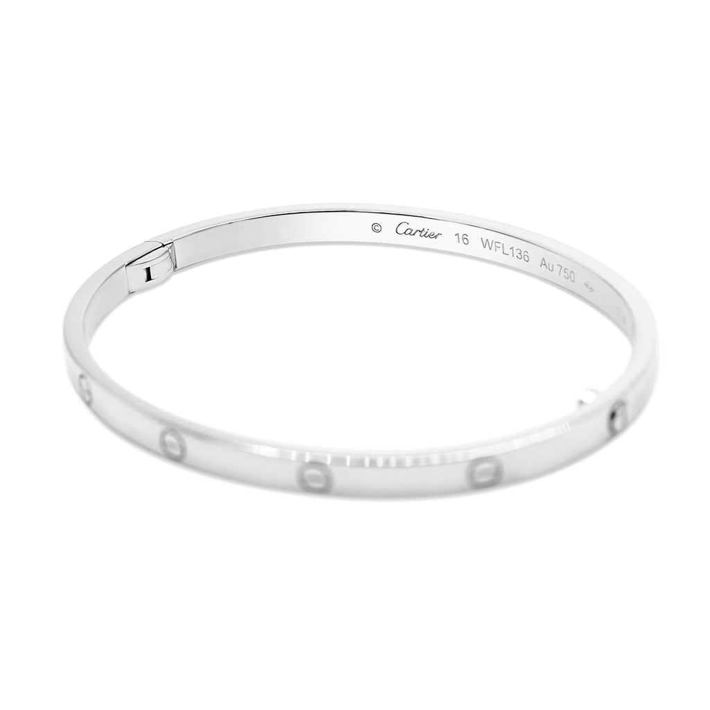 used Cartier Love Bangle Small Model 18ct White Gold - Size 16