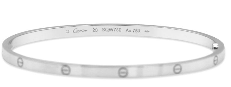 used Cartier Love Bangle Small Model 18ct White Gold - Size 20