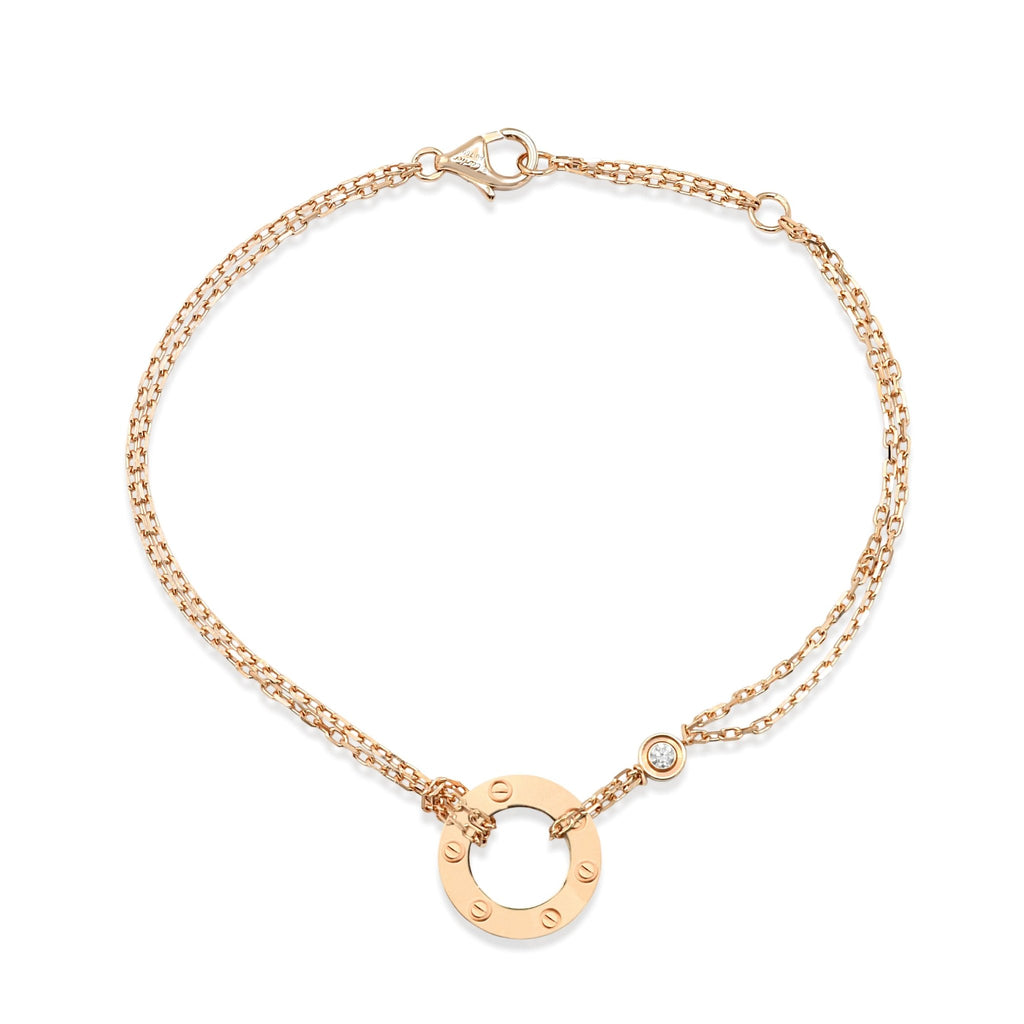 used Cartier LOVE Bracelet, On Chain, 2 Diamonds - 18ct Rose Gold